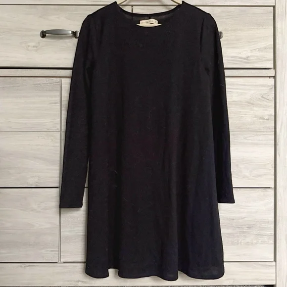 Abercrombie & Fitch Knit Long Sleeve Shirt Dress Black Size Medium - Picture 2 of 8